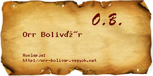 Orr Bolivár névjegykártya